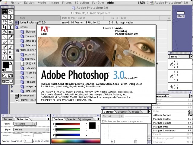 Adobe Photoshop 3.0 for Mac Splash Screen and Workspace (1994)